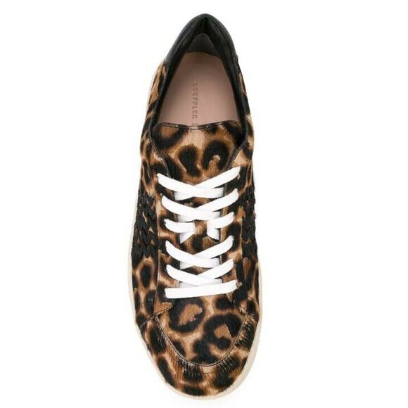 LOEFFLER RANDALL Elliot Sneaker Lace Up Low Top Leopard Fur Italy Animal 8 NIB - Picture 3 of 6